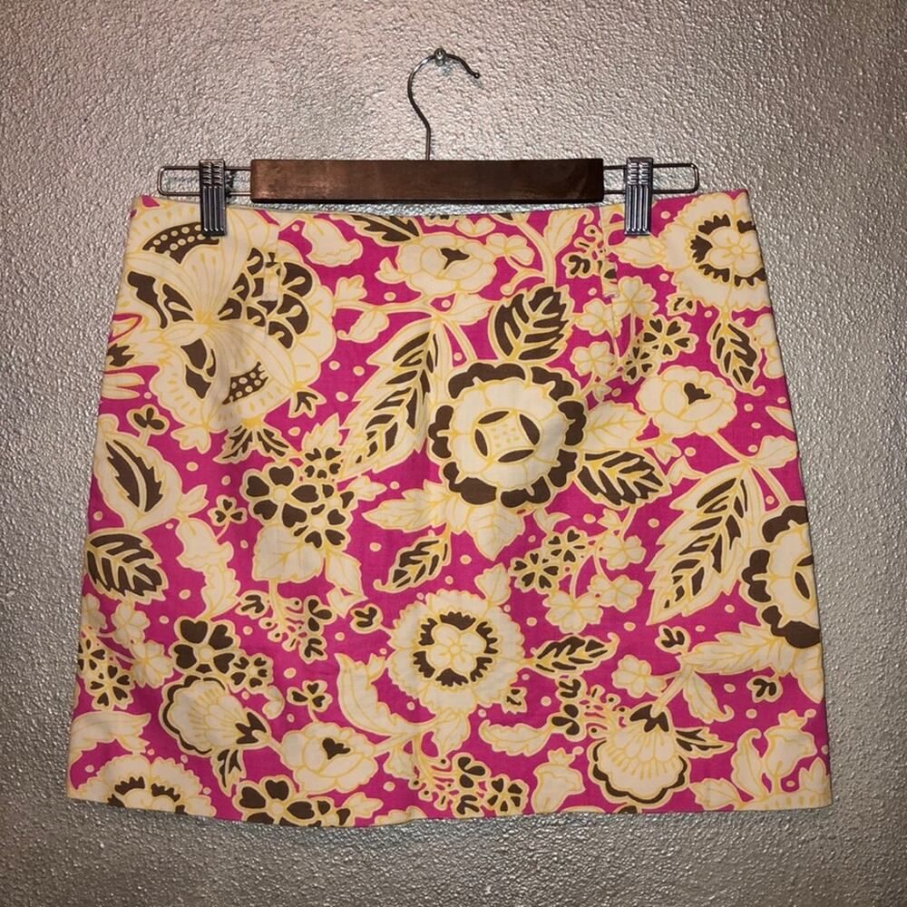 J.Crew Pink Floral Mini Skirt Size 4 Side Pockets Belt Loops Preppy Y2K Casual - Picture 4 of 7